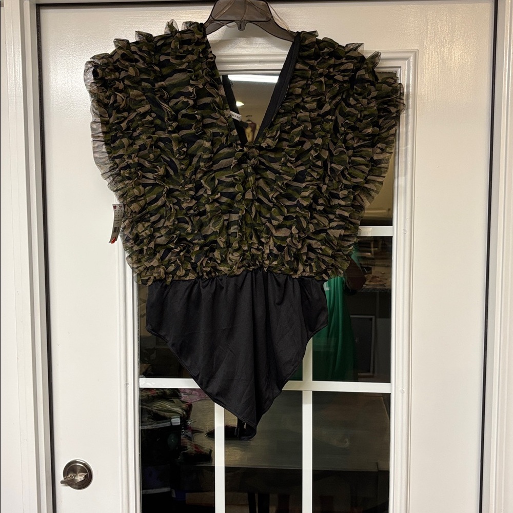 Camouflage Ruffle Women's Top